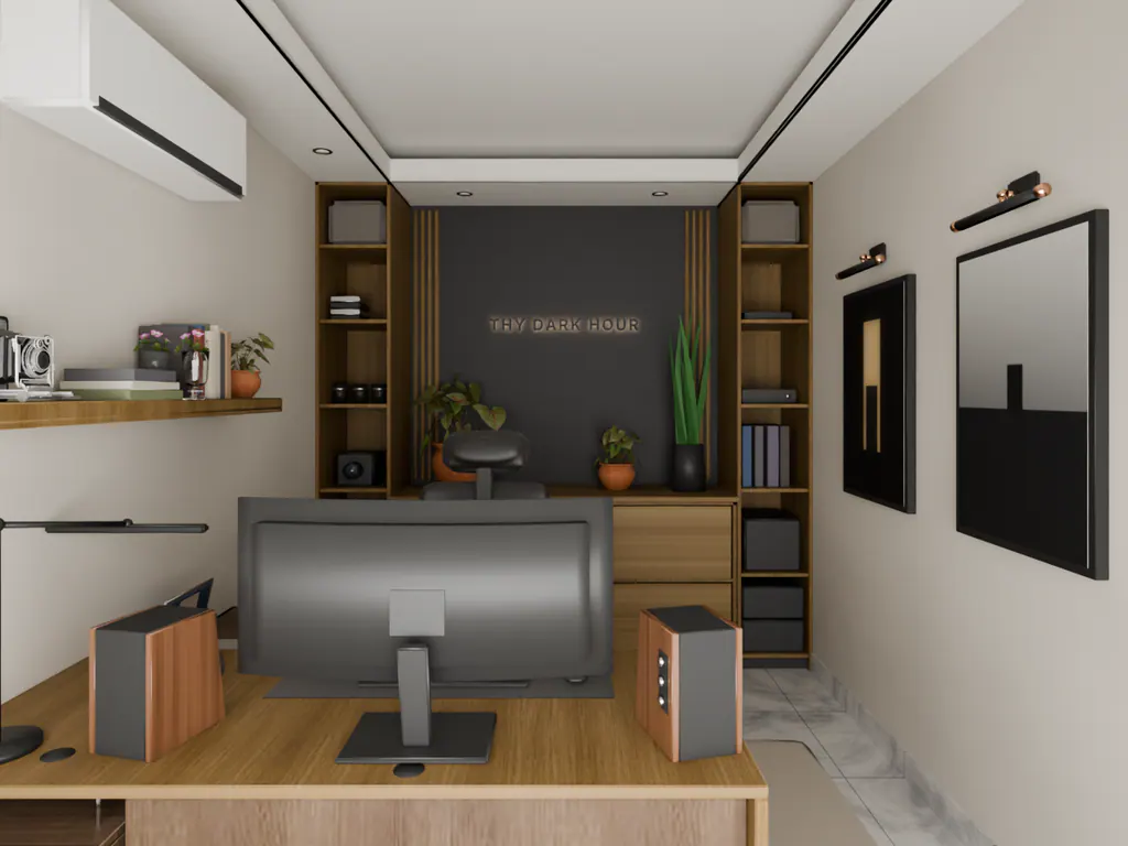 Concept render of the office in daylight with every light off.